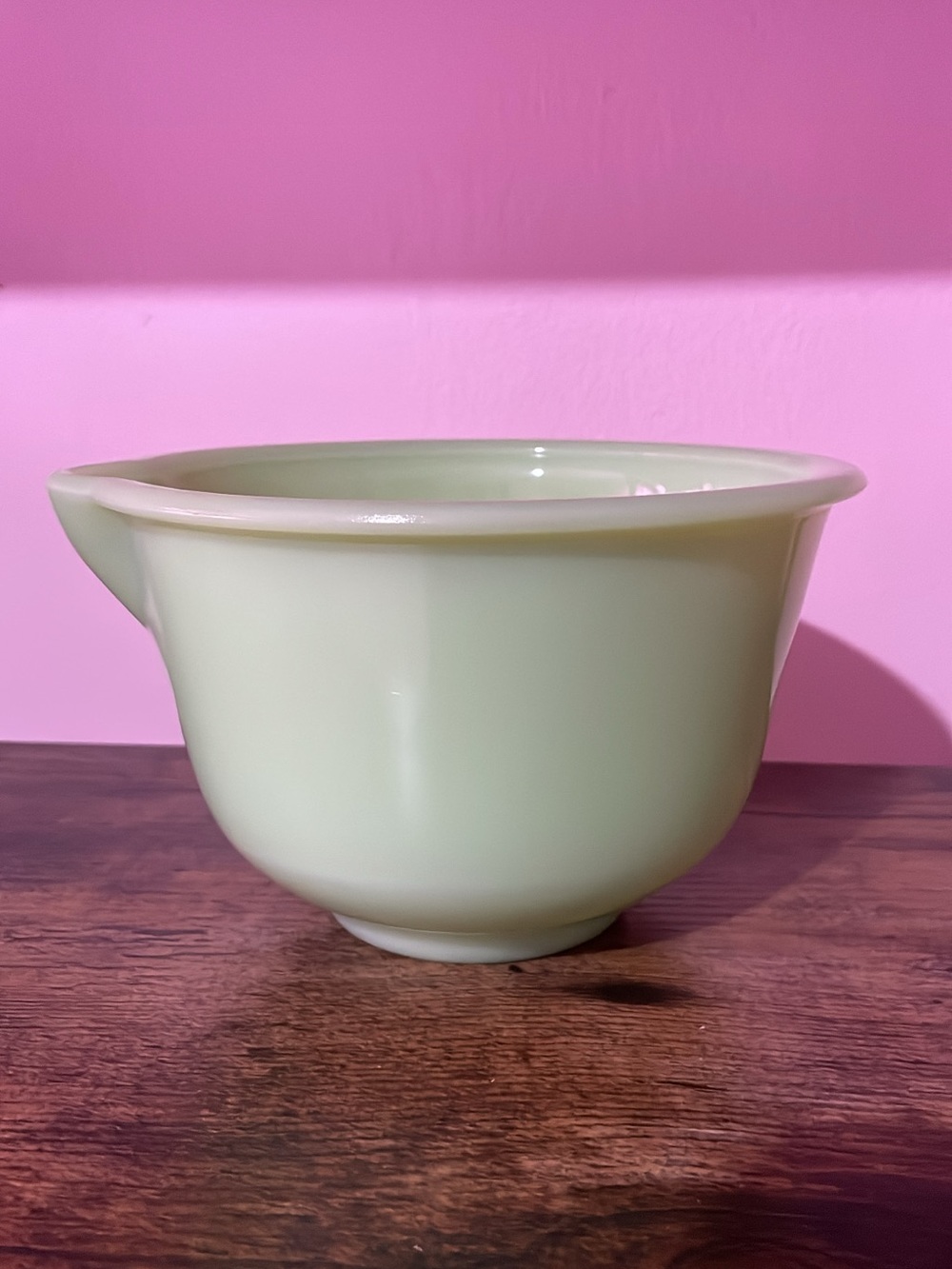 Vintage Glow Jadeite Glass 6.5" Mixing Bowl with Poring Spout